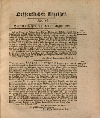 Amtsblatt für den Regierungsbezirk Düsseldorf Freitag 17. August 1827