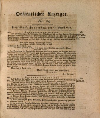 Amtsblatt für den Regierungsbezirk Düsseldorf Donnerstag 23. August 1827