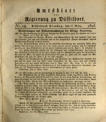 Amtsblatt für den Regierungsbezirk Düsseldorf Dienstag 18. März 1828