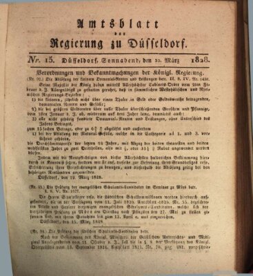 Amtsblatt für den Regierungsbezirk Düsseldorf Samstag 22. März 1828