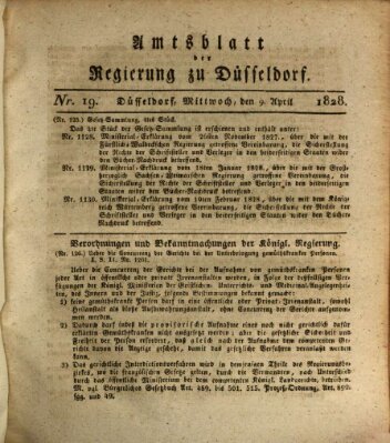 Amtsblatt für den Regierungsbezirk Düsseldorf Mittwoch 9. April 1828