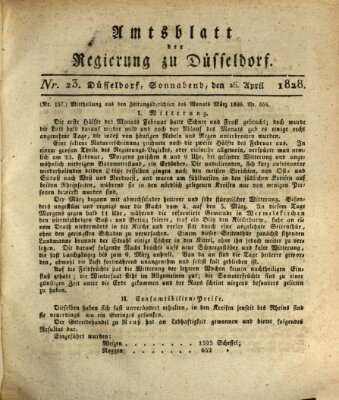 Amtsblatt für den Regierungsbezirk Düsseldorf Samstag 26. April 1828