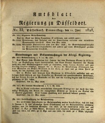 Amtsblatt für den Regierungsbezirk Düsseldorf Donnerstag 12. Juni 1828