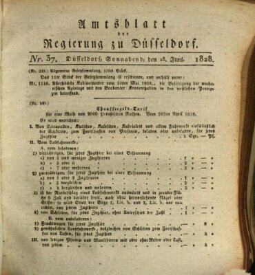 Amtsblatt für den Regierungsbezirk Düsseldorf Samstag 28. Juni 1828