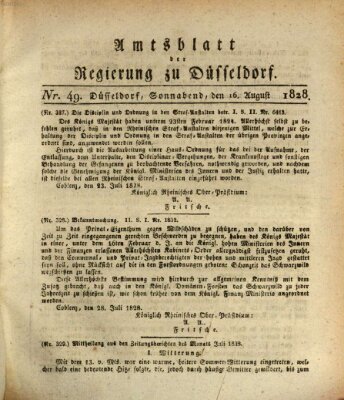 Amtsblatt für den Regierungsbezirk Düsseldorf Samstag 16. August 1828