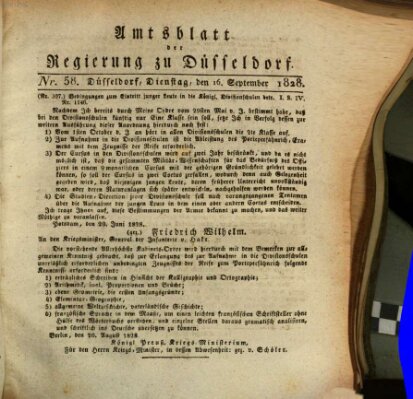 Amtsblatt für den Regierungsbezirk Düsseldorf Dienstag 16. September 1828