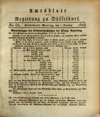 Amtsblatt für den Regierungsbezirk Düsseldorf Montag 6. Oktober 1828