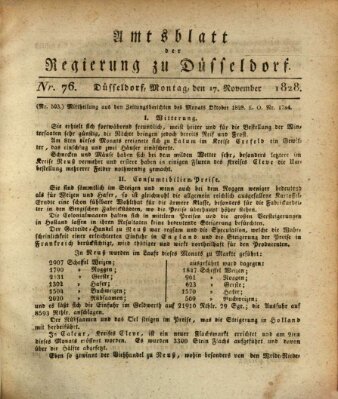 Amtsblatt für den Regierungsbezirk Düsseldorf Montag 17. November 1828