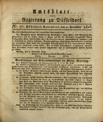 Amtsblatt für den Regierungsbezirk Düsseldorf Samstag 22. November 1828