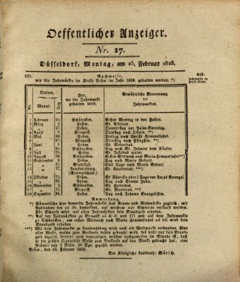 Amtsblatt für den Regierungsbezirk Düsseldorf Montag 25. Februar 1828