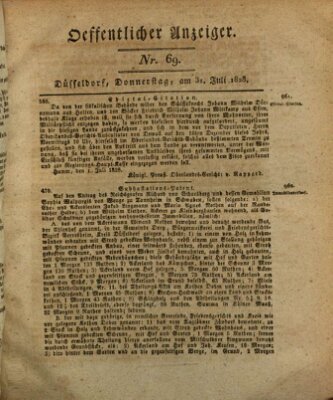 Amtsblatt für den Regierungsbezirk Düsseldorf Donnerstag 31. Juli 1828