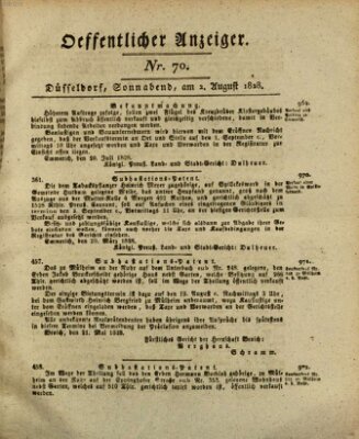 Amtsblatt für den Regierungsbezirk Düsseldorf Samstag 2. August 1828