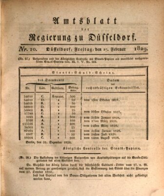 Amtsblatt für den Regierungsbezirk Düsseldorf Freitag 27. Februar 1829