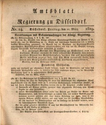 Amtsblatt für den Regierungsbezirk Düsseldorf Friday 20. March 1829