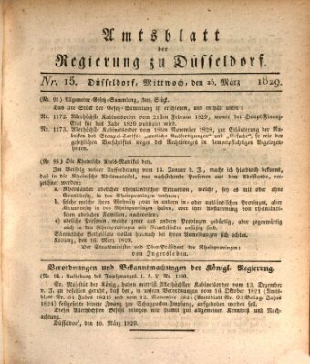 Amtsblatt für den Regierungsbezirk Düsseldorf Mittwoch 25. März 1829