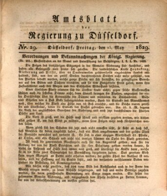 Amtsblatt für den Regierungsbezirk Düsseldorf Freitag 15. Mai 1829