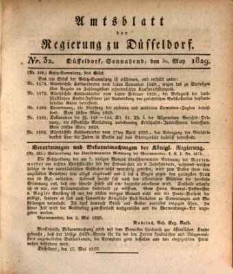 Amtsblatt für den Regierungsbezirk Düsseldorf Samstag 30. Mai 1829