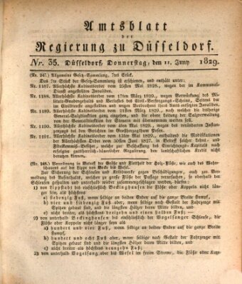 Amtsblatt für den Regierungsbezirk Düsseldorf Donnerstag 11. Juni 1829