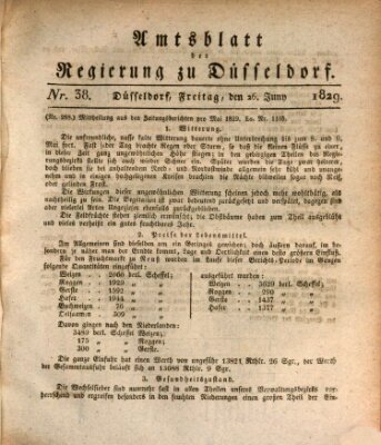 Amtsblatt für den Regierungsbezirk Düsseldorf Freitag 26. Juni 1829