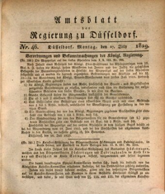 Amtsblatt für den Regierungsbezirk Düsseldorf Montag 27. Juli 1829