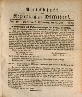 Amtsblatt für den Regierungsbezirk Düsseldorf Mittwoch 29. Juli 1829