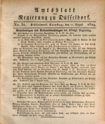 Amtsblatt für den Regierungsbezirk Düsseldorf Dienstag 11. August 1829
