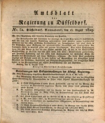 Amtsblatt für den Regierungsbezirk Düsseldorf Samstag 15. August 1829