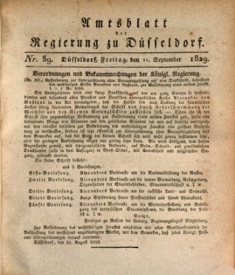 Amtsblatt für den Regierungsbezirk Düsseldorf Freitag 11. September 1829