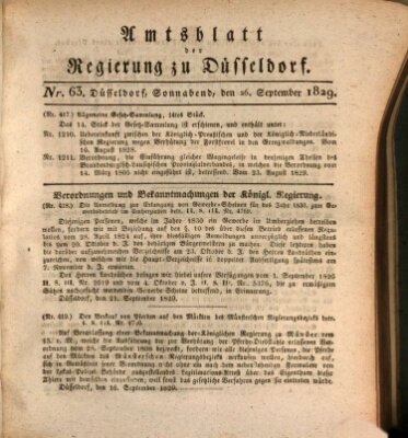 Amtsblatt für den Regierungsbezirk Düsseldorf Samstag 26. September 1829