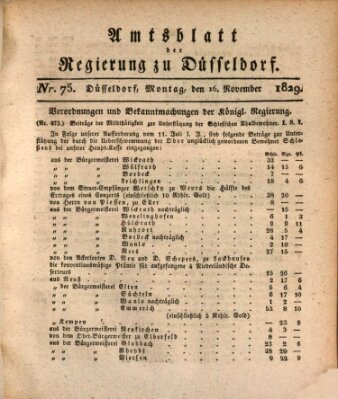 Amtsblatt für den Regierungsbezirk Düsseldorf Montag 16. November 1829