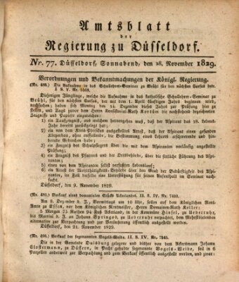 Amtsblatt für den Regierungsbezirk Düsseldorf Samstag 28. November 1829