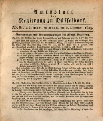 Amtsblatt für den Regierungsbezirk Düsseldorf Mittwoch 16. Dezember 1829