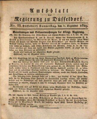 Amtsblatt für den Regierungsbezirk Düsseldorf Donnerstag 31. Dezember 1829