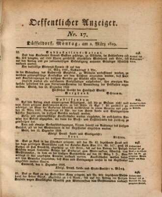 Amtsblatt für den Regierungsbezirk Düsseldorf Montag 2. März 1829