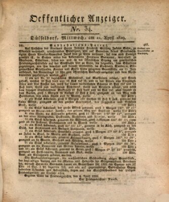 Amtsblatt für den Regierungsbezirk Düsseldorf Mittwoch 22. April 1829