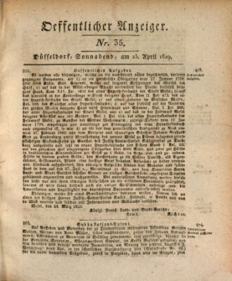 Amtsblatt für den Regierungsbezirk Düsseldorf Samstag 25. April 1829