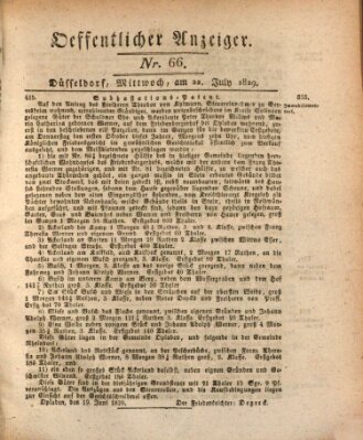 Amtsblatt für den Regierungsbezirk Düsseldorf Mittwoch 22. Juli 1829