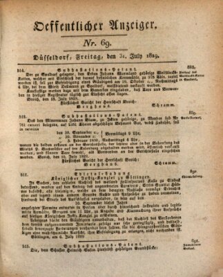 Amtsblatt für den Regierungsbezirk Düsseldorf Freitag 31. Juli 1829