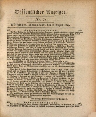 Amtsblatt für den Regierungsbezirk Düsseldorf Samstag 8. August 1829