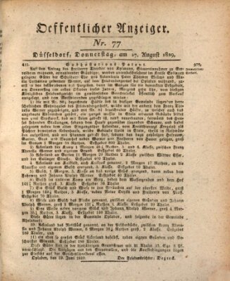 Amtsblatt für den Regierungsbezirk Düsseldorf Donnerstag 27. August 1829