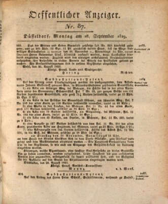 Amtsblatt für den Regierungsbezirk Düsseldorf Montag 28. September 1829