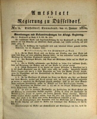 Amtsblatt für den Regierungsbezirk Düsseldorf Samstag 16. Januar 1830