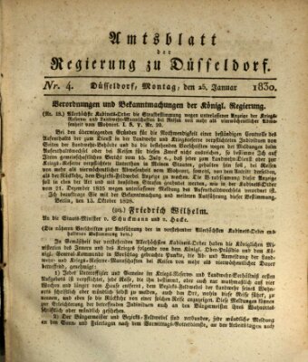 Amtsblatt für den Regierungsbezirk Düsseldorf Montag 25. Januar 1830