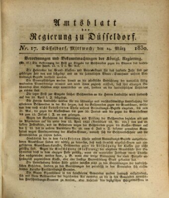 Amtsblatt für den Regierungsbezirk Düsseldorf Mittwoch 24. März 1830