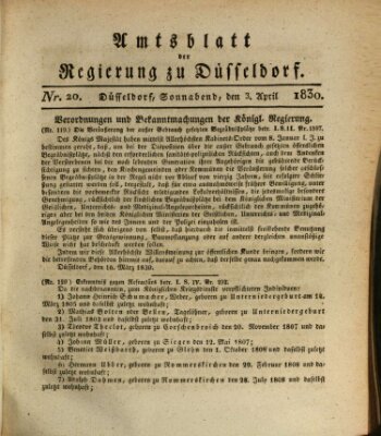 Amtsblatt für den Regierungsbezirk Düsseldorf Samstag 3. April 1830