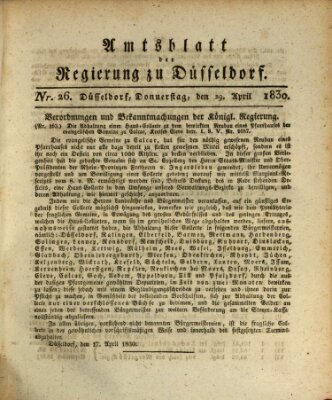 Amtsblatt für den Regierungsbezirk Düsseldorf Donnerstag 29. April 1830