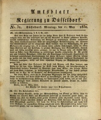 Amtsblatt für den Regierungsbezirk Düsseldorf Montag 17. Mai 1830