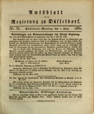 Amtsblatt für den Regierungsbezirk Düsseldorf Montag 7. Juni 1830