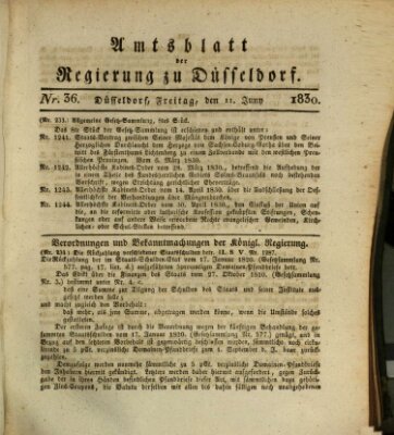 Amtsblatt für den Regierungsbezirk Düsseldorf Freitag 11. Juni 1830