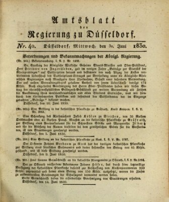 Amtsblatt für den Regierungsbezirk Düsseldorf Mittwoch 30. Juni 1830